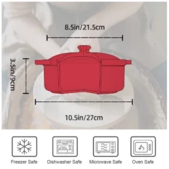 Itopfox Lace Emboss Casserole Dish With Lid, 2 Quart Ceramic Round Serving Dish For Oven To Table, Dinner And Party, Christmas Gifts In Classic Red -Kitchen Chef GUEST d2c668f3 f24f 427a 8cee 661d91373dda