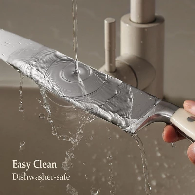 Itopfox 14-Piece Forged High Carbon Stainless Steel Knife Set With Block, Sharp Blade Cutlery, Dishwasher Safe, Cream 6 Itopfox 14-Piece Forged High Carbon Stainless Steel Knife Set With Block, Sharp Blade Cutlery, Dishwasher Safe, Cream - Image 4