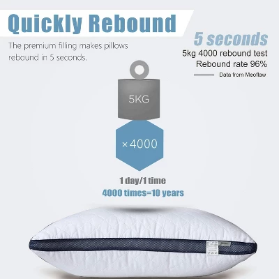 Itopfox Luxury Hotel Pillows For Sleeping, 2-Pack Queen Size Bed Pillows For Side And Back Sleeper, Soft & Supportive Microfiber Pillow Set 5 Itopfox Luxury Hotel Pillows For Sleeping, 2-Pack Queen Size Bed Pillows For Side And Back Sleeper, Soft & Supportive Microfiber Pillow Set - Image 3