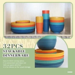 Itopfox Wheat Straw Dinnerware Set Of 32, Unbreakable Plates And Bowls For 8, Dishwasher Safe For Kitchen And Camping, Vibrant Series -Kitchen Chef GUEST d4fcfd9b d909 4988 acc1 6c04f9da37b9