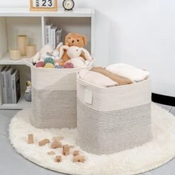 Itopfox Fabric Cotton Rope Storage Basket With Handles, Decorative Woven Basket For Living Room, Closet Organizer For Blankets, Toys, Laundry -Kitchen Chef GUEST d5984a3c f4a2 4403 b02f 74255592f7f7