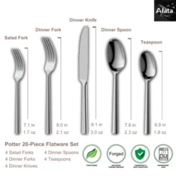 Itopfox 20-Piece Forged Stainless Steel Flatware Set, Cutlery Set For 4, Mirror Finish, Dishwasher Safe, Elegant Design 9 Itopfox 20-Piece Forged Stainless Steel Flatware Set, Cutlery Set For 4, Mirror Finish, Dishwasher Safe, Elegant Design -Kitchen Chef GUEST d609d050 ba87 41ee a593 080f8a891c3d