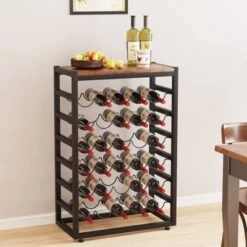 Itopfox 6-Tier Free Standing Wine Rack With Wooden Table Top, Sturdy Metal Bottle Holder For Kitchen Bar Pantry, Holds 30 Bottles -Kitchen Chef GUEST d64d94b3 509c 4e05 bb8b 40e60a353aea