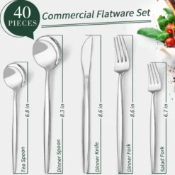 Itopfox 40-Piece Silverware Set For 8 Stainless Steel Flatware Cutlery Set With Knife Spoon & Fork Kitchen Utensils For Home Hotel Wedding Restaurant -Kitchen Chef GUEST d993f01f d390 4a9d 803a ef803446cc23