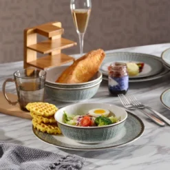 Itopfox Melamine Dinnerware Set, 12-Piece Plates And Bowls, Unbreakable And Dishwasher Safe, BPA-Free, Ideal For Indoor, Camping, BBQ, RV, Party -Kitchen Chef GUEST d994dd7c 94f0 4081 b977 67076d7c840b