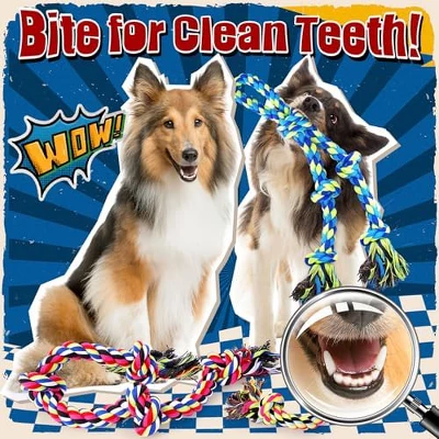 Itopfox Heavy Duty Dog Toy For Aggressive Chewers – Tough Chew Toys For Large Dogs, Ideal For Tug-of-War & Teeth Cleaning, With 3 Rope Toys 3 Itopfox Heavy Duty Dog Toy For Aggressive Chewers – Tough Chew Toys For Large Dogs, Ideal For Tug-of-War & Teeth Cleaning, With 3 Rope Toys