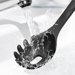 Itopfox Silicone Cooking Utensils Set - Heat Resistant, Nonstick Kitchen Tools With Spatulas, Spoons, Whisk, Tongs, Dishwasher Safe, Black -Kitchen Chef GUEST db3755b2 09dd 4425 b630 fdea9c1b39fb