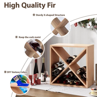 Itopfox 24 Bottle Wine Rack Holder Compact Cellar Cube Bar Storage Kitchen Decor Wood Display Home, Natural 6 Itopfox 24 Bottle Wine Rack Holder Compact Cellar Cube Bar Storage Kitchen Decor Wood Display Home, Natural - Image 4