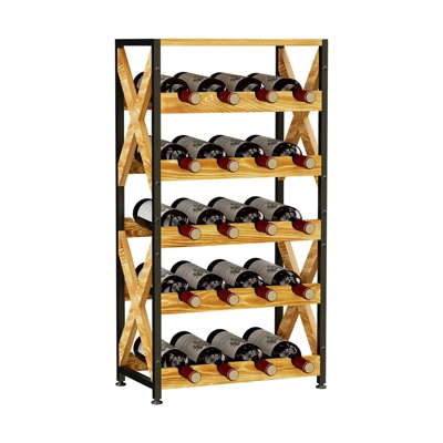 Itopfox 20 Bottle Wine Rack Freestanding Floor With Wood Top Wobble-Free 5 Tier Wine Display Storage Stand Shelf Stackable Modular Wine Bottle Holder 9 Itopfox 20 Bottle Wine Rack Freestanding Floor With Wood Top Wobble-Free 5 Tier Wine Display Storage Stand Shelf Stackable Modular Wine Bottle Holder - Image 7