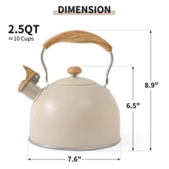 Itopfox Stovetop Tea Kettle With Whistling Feature, 2.5 Quart Capacity, Food-Grade Stainless Steel Construction, Wooden Handle, Creamy White Finish -Kitchen Chef GUEST dc5167b2 58eb 48da bfcf c4ad0c4b7e87