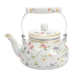 Itopfox Vintage Floral Enamel Tea Kettle With Porcelain Handle For Stovetop, Home Kitchen, Camping, Perfect Gift For Housewarming, Wedding -Kitchen Chef GUEST dd869067 ebed 4de1 957f 49367bc3776d