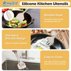 Itopfox 15-Piece Kitchen Cooking Utensils Set With Holder, Heat Resistant Food Grade Silicone Utensils For Nonstick Cookware, Dishwasher Safe -Kitchen Chef GUEST de7e2091 c0ca 47e5 800e 38910620250c
