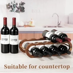 Itopfox Adjustable Wine Rack And Water Bottle Organizer For Cabinet And Countertop - 2 In 1 Acacia Wood Storage Solution -Kitchen Chef GUEST df2e8775 b974 4826 a14b 7c049ba261cb