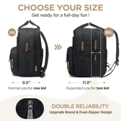 Itopfox Expandable Diaper Backpack For Twins, Dual Compartments, Includes Changing Pad & Stroller Straps, Unisex Black, 26-36L -Kitchen Chef GUEST dfaee65b f10f 4108 b98a 112636dd140b
