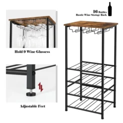 Itopfox Rustic Wine Rack Freestanding Floor, Wine Holder Stand With Storage Shelf For 16 Bottles, Kitchen Dining Room Office Bar Decor -Kitchen Chef GUEST e02a8567 11b9 4fc2 b45d 1d461b065b47