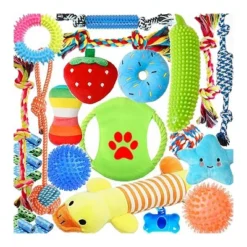 Itopfox Dog Toys 25 Pack For Fun And Teeth Cleaning, Puppy Chew Toys With Squeak Plush Toy, Squeaky Toy Balls, Tug Of War And Rope Toys For Puppy -Kitchen Chef GUEST e2874db6 d64e 4dd2 b64f 52c230546cfa