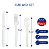 Itopfox 300 Count Clear Plastic Silverware Set, Heavy Duty BPA Free Disposable Cutlery, 100 Forks, 100 Spoons, 100 Knives For Party Supplies