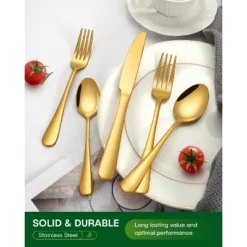 Itopfox 20-Piece Gold Silverware Set For 4, Stainless Steel Flatware Cutlery Set With Knife, Fork, Spoon, Mirror Polished Finish, Dishwasher Safe -Kitchen Chef GUEST e52d2c0b 003b 404b 88b6 c4387d8f472f