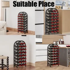 Itopfox Freestanding Floor Wine Rack - Metal Holder Stand Organizer For 23 Bottles, Black, Space-saving Design -Kitchen Chef GUEST e680d0c2 1fd6 447b a725 58eaa87c2508