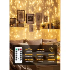 Itopfox 300 LED Fairy Curtain Lights With Remote, 8 Lighting Modes, USB Plug In, Warm White String Lights For Christmas Bedroom, Weddings, Dorm Decor -Kitchen Chef GUEST e6a12a31 1105 4c4b 81f8 48f15253d522