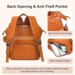 Itopfox Vegan Leather Diaper Backpack With Waterproof Changing Pad, Reinforced Stitching & Zippers, Ergonomic Design For Traveling Moms, Brown -Kitchen Chef GUEST e7ba76b1 157b 4488 95b5 34a0777bf091