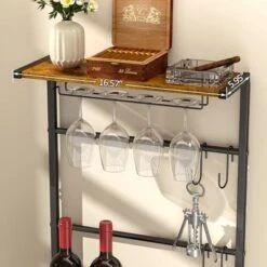 Itopfox 5-Tier Freestanding Wine Rack With Glasses Holder And 4 S Hooks, Corner Mini Bar Cabinet For Small Spaces, Holds 8 Bottles -Kitchen Chef GUEST e82e0f81 5104 4ae2 847d 01292fee75a5