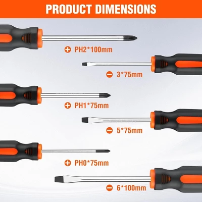 Itopfox 6-Piece Magnetic Screwdriver Set With Non-Slip Handle, Includes 3 Phillips And 3 Flat Tip Screwdrivers For DIY And Home Repairs 3 Itopfox 6-Piece Magnetic Screwdriver Set With Non-Slip Handle, Includes 3 Phillips And 3 Flat Tip Screwdrivers For DIY And Home Repairs