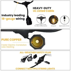 Itopfox Outdoor String Lights With 32 Antique LED Bulbs, IP65 Waterproof Hanging Cafe Market Lighting, Dimmable Warm White 2700K -Kitchen Chef GUEST ea06d923 096d 47de b415 5264501afe0d