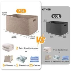 Itopfox Woven Blanket Storage Basket With Handle, Cotton Rope Basket For Organizing, Blanket Basket For Living Room, Toy Basket For Nursery, Brown -Kitchen Chef GUEST ebab353f 37ae 438d 80b1 1fd2ee66490c