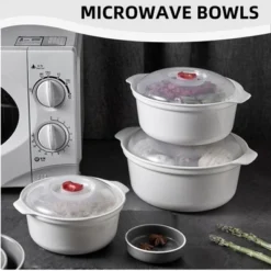 Itopfox 3-Piece Microwave-Safe Bowl Set With Lids & Steamer Rack, BPA-Free Soup & Ramen Cookware For Kitchen, Office, Dorm - Nesting Design -Kitchen Chef GUEST ecfab400 5dad 4ba6 b537 02ea4b2a7b47