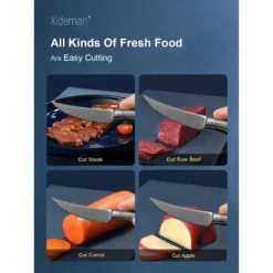 Itopfox 16-Piece Modern Black Hammered Silverware Set With Ultra Sharp 2-IN-1 Serrated Knives, Stainless Steel Flatware Set, Titanium Plated Cutlery -Kitchen Chef GUEST ed525d10 99f5 470a 9d63 2407488cc3ef