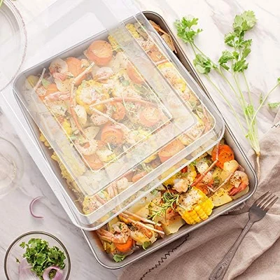 Itopfox Stainless Steel Bakeware Set, 9-Piece For Cake Cookie Loaf Muffin, Includes Round Square Rectangle Pans With Lid & Rack, Dishwasher Safe 6 Itopfox Stainless Steel Bakeware Set, 9-Piece For Cake Cookie Loaf Muffin, Includes Round Square Rectangle Pans With Lid & Rack, Dishwasher Safe - Image 4