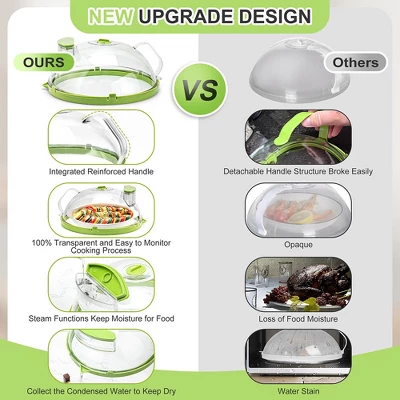 Itopfox Microwave Splatter Cover With Steamer, Clear Lid For Food, Kitchen Accessories For Microwave Oven, Green 5 Itopfox Microwave Splatter Cover With Steamer, Clear Lid For Food, Kitchen Accessories For Microwave Oven, Green - Image 3