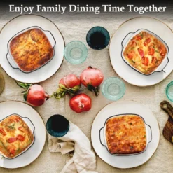 Itopfox 13Oz Ceramic Baking Dishes Set Of 4, Square Baking Dishes For Air Fryer, Ceramic Bakeware With Handles, Oven & Microwave Safe -Kitchen Chef GUEST ef767c9d 67b0 473c 8d80 715cc0efaf10