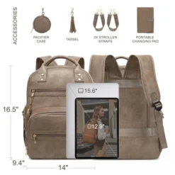 Itopfox Vegan Leather Diaper Backpack With Waterproof Changing Pad, 20 Pockets, Fits 15.6" Laptop, Stroller Straps, Taupe -Kitchen Chef GUEST f1e35aaf 0359 401c 81a1 ea923b1f8711