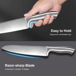 Itopfox Premium Kitchen Knife Set With Wooden Block & Built-in Sharpener - 15-Piece Chef, Slicing, Santoku, Bread, Utility, Paring & Steak Knives -Kitchen Chef GUEST f28561e7 1366 45af 820e 86258d51acca