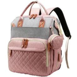 Itopfox Waterproof 3-in-1 Baby Diaper Backpack With Foldable Changing Pad, Large Capacity, USB Port, Pink-Grey -Kitchen Chef GUEST f32e12ce 0565 40d6 ba8d d2405e003edd