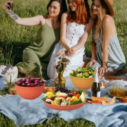 Itopfox 48 Pcs Dinnerware Sets, Unbreakable Plates & Bowls, Reusable For 4, Travel Camping Picnic Home Party Cutlery Set, Dishwasher Microwave Safe -Kitchen Chef GUEST f52f41d6 edb1 4317 b982 de06fac62fc5