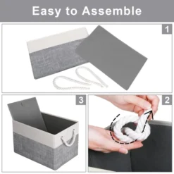 Itopfox Foldable Storage Baskets For Organizing Toys, Books, Shelves, Closet, Large Storage Box With Sturdy Rope Handles, White & Grey -Kitchen Chef GUEST f58501d0 3b45 40e0 8114 37ff66028a2a