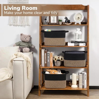 Itopfox Woven Storage Baskets For Organizing Towels, Books, Clothes, Shoes, Toys, And Baby Laundry - Perfect For Office, Closet, And Nursery Shelves 3 Itopfox Woven Storage Baskets For Organizing Towels, Books, Clothes, Shoes, Toys, And Baby Laundry - Perfect For Office, Closet, And Nursery Shelves