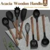 Itopfox 8-Piece Silicone Kitchen Utensil Set With Acacia Wood Handles, Food-Grade Spatulas For Nonstick Cookware, Black -Kitchen Chef GUEST f64a97ee 69b6 4e34 8fab af3297de559f