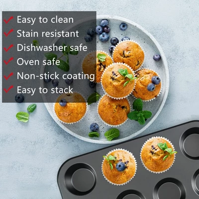 Itopfox Kitchen 5-Piece Nonstick Bakeware Set With Round & Square Cake Pans, Muffin Pan, Loaf Pan, Roast Pan For Baking 8 Itopfox Kitchen 5-Piece Nonstick Bakeware Set With Round & Square Cake Pans, Muffin Pan, Loaf Pan, Roast Pan For Baking - Image 6
