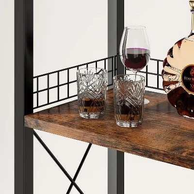Itopfox 4-Tier Freestanding Wine Rack With Tabletop, Glass Holder, Storage Drawer For Liquor & Glasses, Industrial Style Bar Cabinet For Living Room 5 Itopfox 4-Tier Freestanding Wine Rack With Tabletop, Glass Holder, Storage Drawer For Liquor & Glasses, Industrial Style Bar Cabinet For Living Room - Image 3