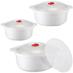Itopfox 3-Piece Microwave Bowls With Lids And Steam Rack, Assorted Sizes For Soup, Noodles, Leftovers, Dishwasher Safe, Dorm & Kitchen Essentials -Kitchen Chef GUEST f744c562 51b3 444d b822 6514489cbe37