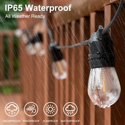 Itopfox S14 LED Outdoor String Lights, Shatterproof IP65 Waterproof For Patio, Backyard Vintage Edison Style Lights, White, Connectable, Weatherproof 3 Itopfox S14 LED Outdoor String Lights, Shatterproof IP65 Waterproof For Patio, Backyard Vintage Edison Style Lights, White, Connectable, Weatherproof - Image 2
