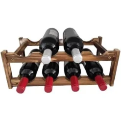 Itopfox 8-Bottle Wine Rack - Premium Carbonized Pine Wood, Two-Tier Countertop Design For Kitchen, Dining Room Or Bar -Kitchen Chef GUEST f87e0b5d c685 43c9 bde4 049c2cf8b82f