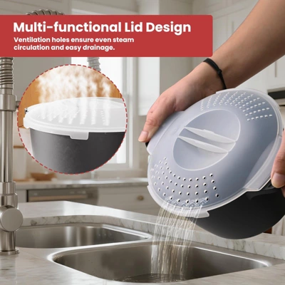 Itopfox Large Microwave Cookware Steamer With Removable Filter And Lockable Lid - BPA Free, Dishwasher Safe For Cooking Vegetables And More 6 Itopfox Large Microwave Cookware Steamer With Removable Filter And Lockable Lid - BPA Free, Dishwasher Safe For Cooking Vegetables And More - Image 4