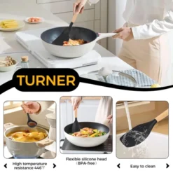 Itopfox 34-Piece Silicone Cooking Utensil Set With Wooden Handles Heat Resistant Kitchen Tools For Nonstick Cookware Includes Spatulas, Spoons, Tongs -Kitchen Chef GUEST f934a35a 23ef 4833 b6e5 d936b76bdd75