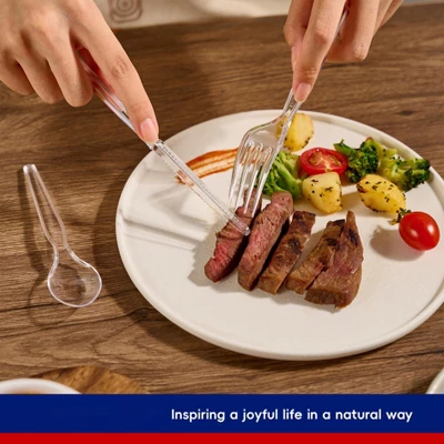 Itopfox 300 Count Clear Plastic Silverware Set, Heavy Duty BPA Free Disposable Cutlery, 100 Forks, 100 Spoons, 100 Knives For Party Supplies 5 Itopfox 300 Count Clear Plastic Silverware Set, Heavy Duty BPA Free Disposable Cutlery, 100 Forks, 100 Spoons, 100 Knives For Party Supplies - Image 3