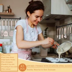 Itopfox Silicone Cooking Utensil Set, 43 PCS Heat Resistant Kitchen Tools With Stainless Steel Handle For Nonstick Cookware, Pots And Pans (Khaki) -Kitchen Chef GUEST f9d01d0a 37f1 4a36 a686 fafb2dec9887